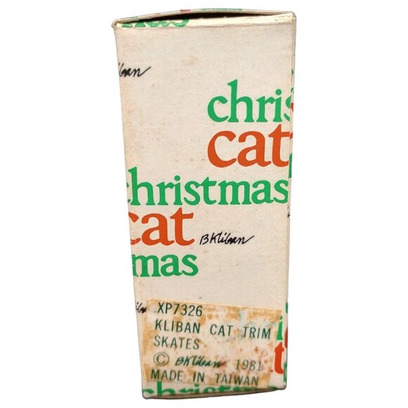 Vtg Christmas Cat Ornament Ceramic Black White Red Boots Top Hat Holiday Kliban - Picture 11 of 16